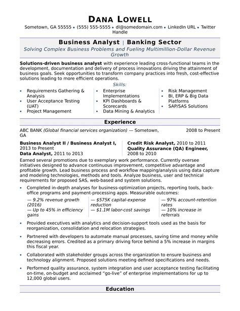 business analyst skills for resume