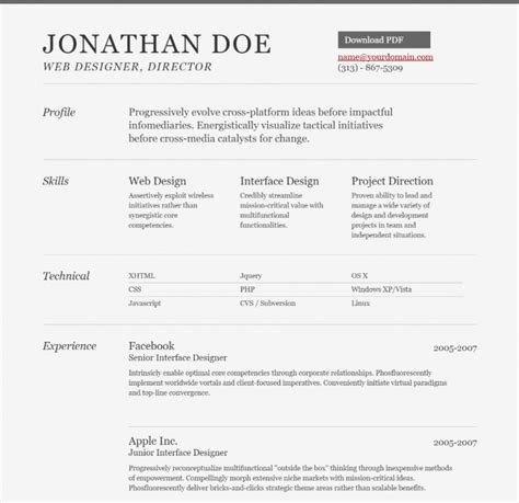 html templates for resume