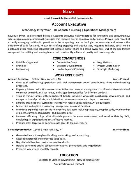 resume examples account executive