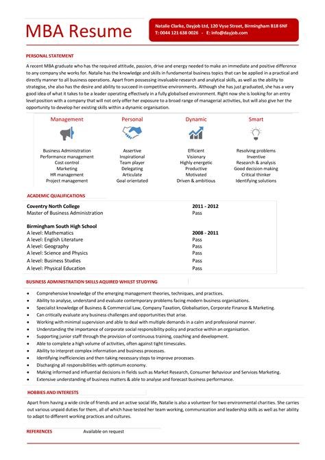 resume examples mba