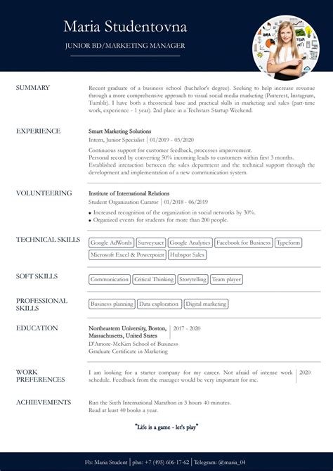 resume examples when you have no experience