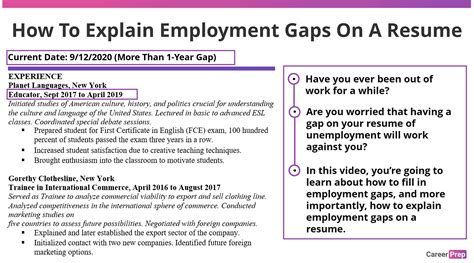 resume examples with employment gaps