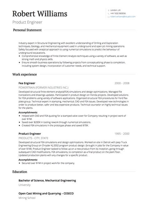 resume format uk