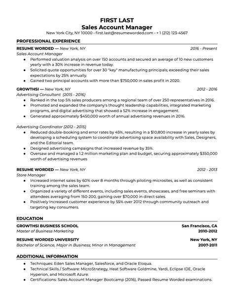 resume kpi examples