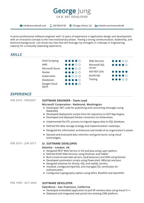 resume of .net developer