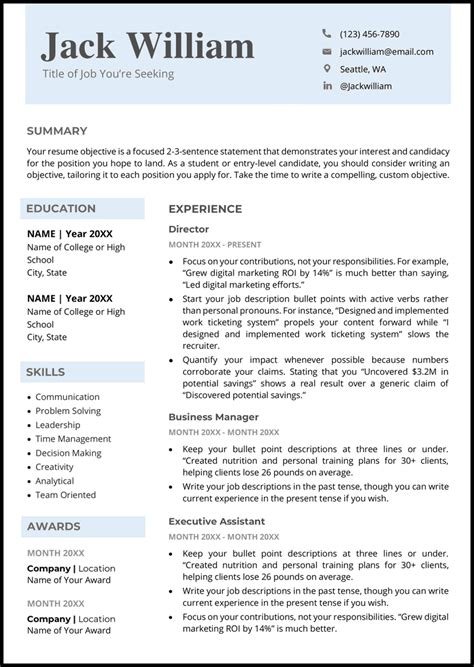 resume template 2023 word