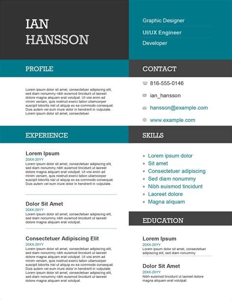 resume template word free download