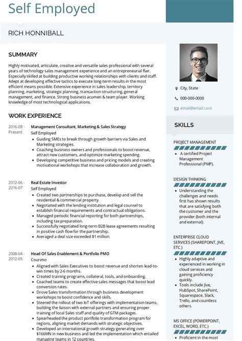 self employment resume example